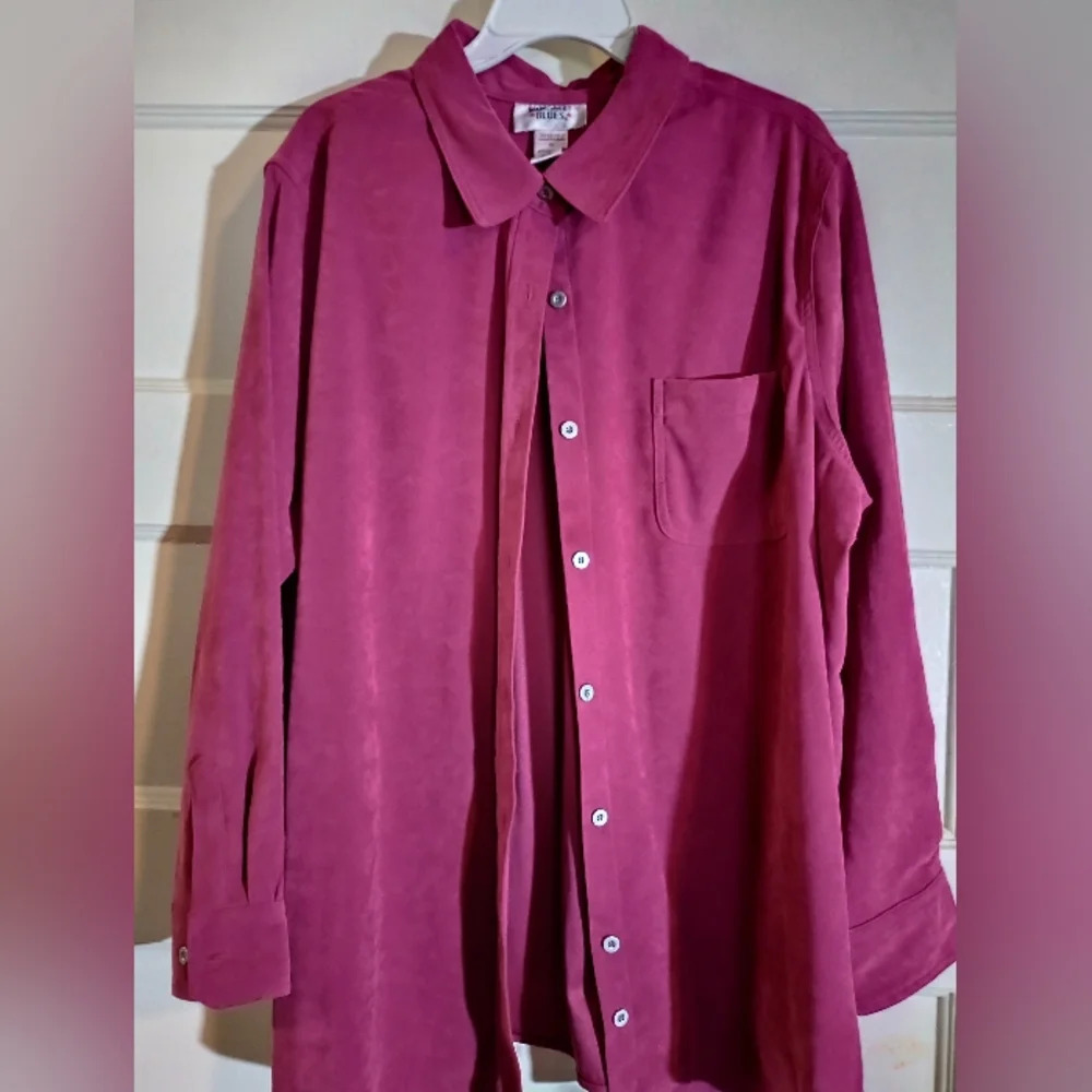 Main Street blues 1X long sleeve women's button down shirt